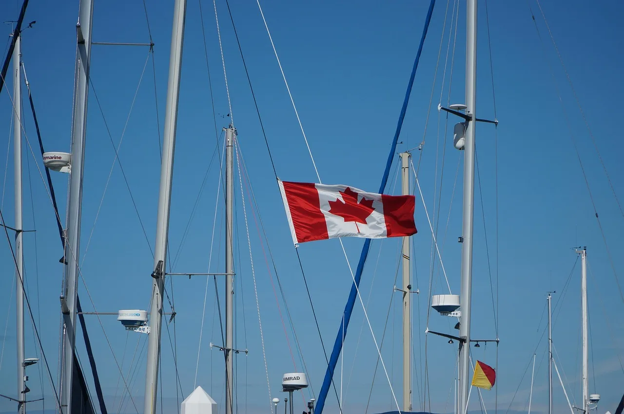 canada flag, blue, sky, wind, symbol, canadian, red, white, travel, boat, nature, flags, banner, blue sky, outdoors, blue banner. UGC creator usage rights Canada: what a licence should say